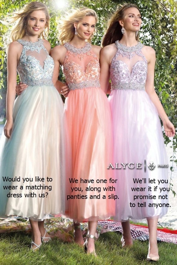 How about wearing a pretty dress like us sweetie?, sissy dresses,sissy dress,dress, Feminization,Sissy Fashion,Dolled Up