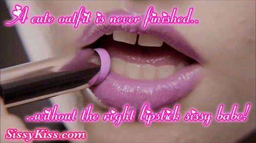 Pucker up sissykins!, lipstick,makeup, Feminization,Dolled Up,Sissy Fashion