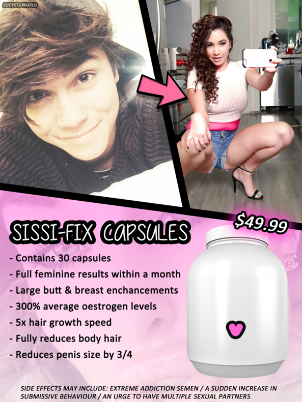 Sissi-Fix Capsules. Someone please make these! ^-^, pills,feminizing,breast enhancement, Feminization,Hormones,Technological Transformation,Increased Sexuality