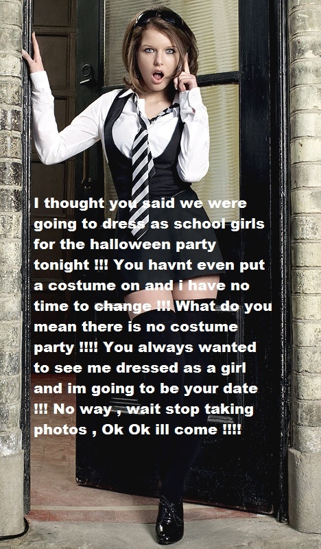 Your gf's way of outting her new sissy, school girl, Feminization,Sissy Fashion,Dolled Up