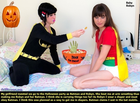 HAPPY HALLOWEEN - Warning! Scary cappies may cause wetting accidents., Costume,Halloween,Diapers,Wetting, Adult Babies,Feminization,Identity Swap,Sissy Fashion