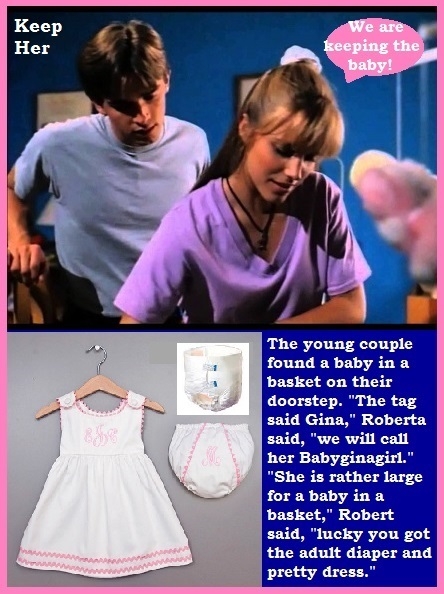Keep Her - A young couple finds a baby in a basket at the door., Dress,Diaper,Baby Girl, Adult Babies,Feminization,Humiliation,Diaper Lovers