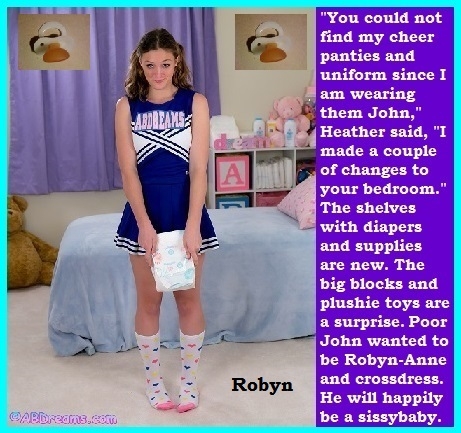 Sissybaby Today - Robyn who is John becomes a sissybaby thanks to Heather., Cheerleader,Sissybaby,Diaper, Adult Babies,Feminization,Humiliation,Diaper Lovers