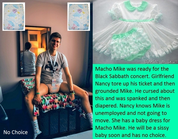 Males as Females - Some males are dressed as females. This includes a diaper., Baby Dress,Onesie,Dominate,Diaper, Adult Babies,Feminization,Identity Swap,Sissy Fashion