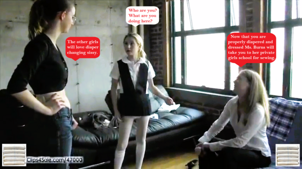 Diapered Up - Young adult male is diapered and dominated by females., Diaper,Schoolgirl,Dominated,Sissybaby, Adult Babies,Feminization,Identity Swap,Sissy Fashion