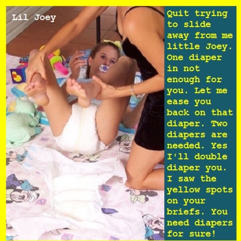 Put In A Diaper - Even adults can be put in a diaper if they need them. Some may be punished with diapers., Double Diapered,Diaper Punished,Babysitter,Tights,Crib,, Adult Babies,Feminization,Humiliation,Diaper Lovers