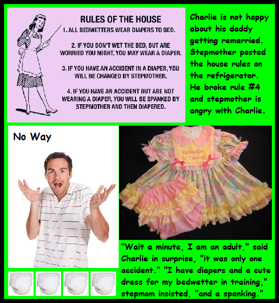 Two Captions - I made something a little different than usual for my Sissy Kiss friends. I hope you like these!, Diapers,Rumba Panties,Grandma,Bedwetting,Stepmother, Adult Babies,Feminization,Humiliation,Diaper Lovers