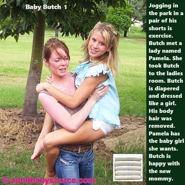 Baby Butch 1 - 2 - Butch meets a mommy type in the park and becomes Baby Butch. Bonus Shamrock student nurses cappie., Mommy,Student Nurse,Diaper,Sissybaby, Adult Babies,Feminization,Identity Swap,Sissy Fashion