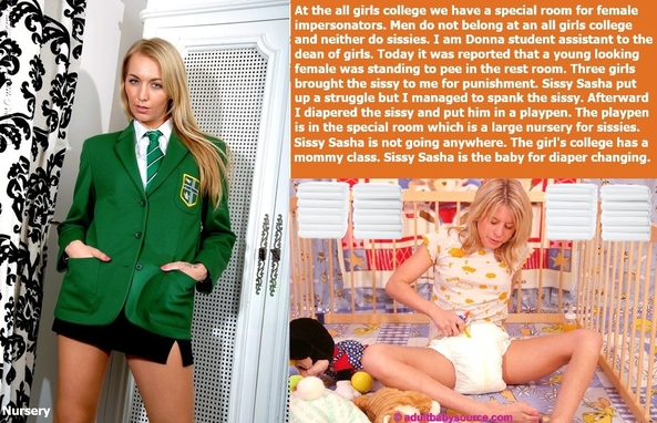 Dynamic Duo's - Two pictures are used to make each cappie., Babysitter,Sister,Schoolgirl,Sissybaby,Nurse, Adult Babies,Feminization,Identity Swap,Sissy Fashion,Spankings