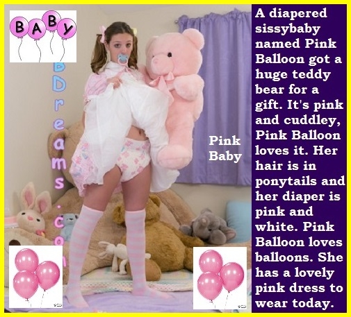 Pink Baby - I made a sissybaby caption for Pink Balloon., Pink Balloon,Dress,Sissybaby,Diaper, Adult Babies,Feminization,Humiliation,Diaper Lovers