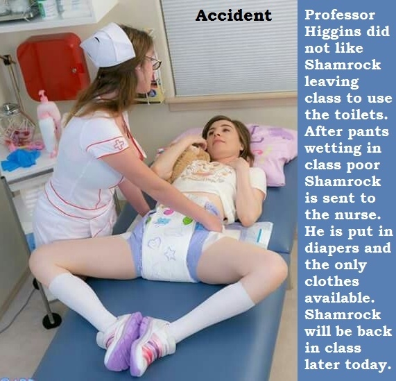 Nursing Duties - Shamrock has some problems and must be bandaged and taken care of by a nurse., Nurse,Bandage,Restrained,Diaper, Adult Babies,Feminization,Identity Swap,Sissy Fashion