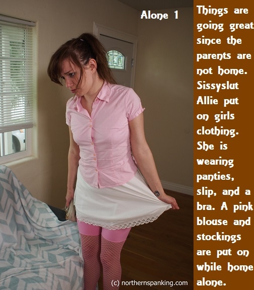 Alone 1 - 4 - Sometimes you think you are home alone but it does not always work out that way., Crossdress,Sissy,Spanked,Caught, Feminization,Identity Swap,Sissy Fashion,Spankings