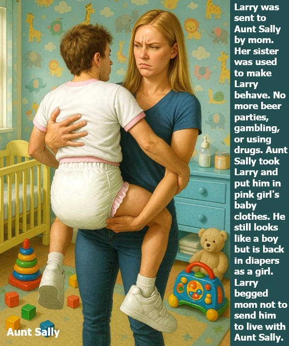 Diaperboys - A boy in diapers dressed like a girl is a sissybaby., Aunt,Sister,Nanny,Nappies, Adult Babies,Feminization,Identity Swap,Sissy Fashion