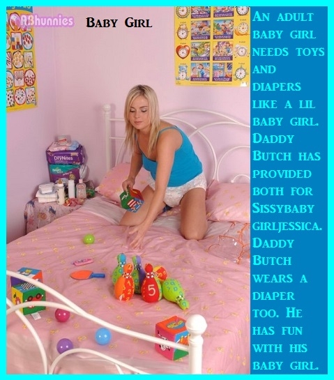 Baby Girl - Some Sissy Kiss members love to act like baby girls., Daddy,Baby Girl,Diaper,Playing, Adult Babies,Feminization,Identity Swap,Sissy Fashion