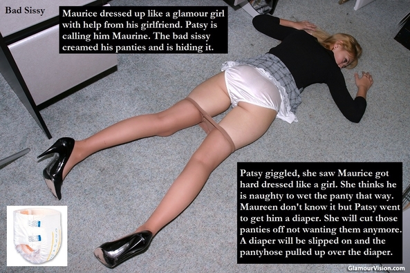 Excited Sissies - Crossdress a sissy and he creams his panties. A lady friend then diapers the sissy. A sissy loves diapers too!, Sissybaby,Dominate,Small Penis,Hard, Adult Babies,Feminization,Identity Swap,Sissy Fashion
