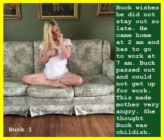 Buck 1 - 3 - Buck was acting childish and doing the wrong things. Mother resorted to diaper punishment., Diaper,Onesie,Punish,Dominate, Adult Babies,Feminization,Humiliation,Diaper Lovers