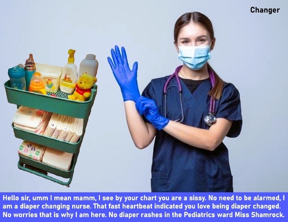 Practice Patient - Shamrock is recruited by nurses again to be their practice patient. Bonus Jennifer Funshine cappies added., Daddy,Diaper,Training,Submissive,Nurse, Adult Babies,Feminization,Identity Swap,Sissy Fashion,Diaper Lovers