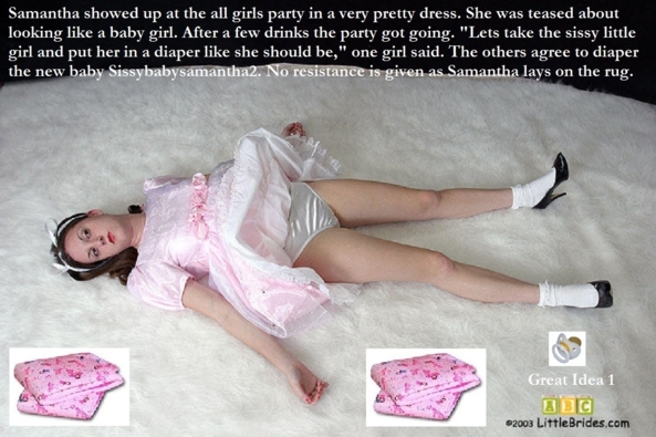 Diapered Sissy - More captions about site members wearing dresses and diapers., Diaper,Dress,Sissybaby,Sissy, Adult Babies,Feminization,Identity Swap,Sissy Fashion