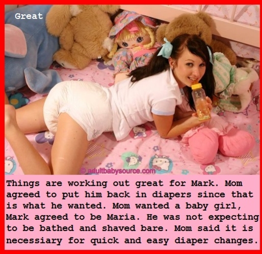 Cute Captions - Some are happy to wear a nappy, others require a little force., Force,Choice,Nappy,Female Domination, Adult Babies,Feminization,Humiliation,Diaper Lovers