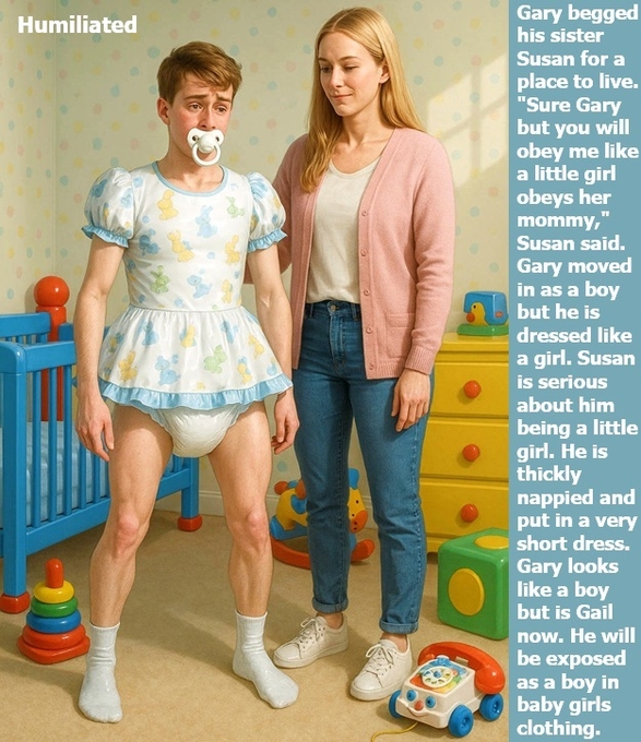 Diaperboys - A boy in diapers dressed like a girl is a sissybaby., Aunt,Sister,Nanny,Nappies, Adult Babies,Feminization,Identity Swap,Sissy Fashion