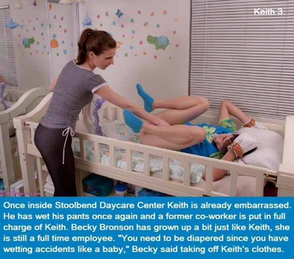 Keith 1 - 8 - This is an 8 cappie story called Back To Daycare. It is about a man called Keith who eventually becomes Baby Chloe., Daycare,Humiliation,Diapers,Sissybaby,Wetting, Adult Babies,Feminization,Identity Swap,Sissy Fashion