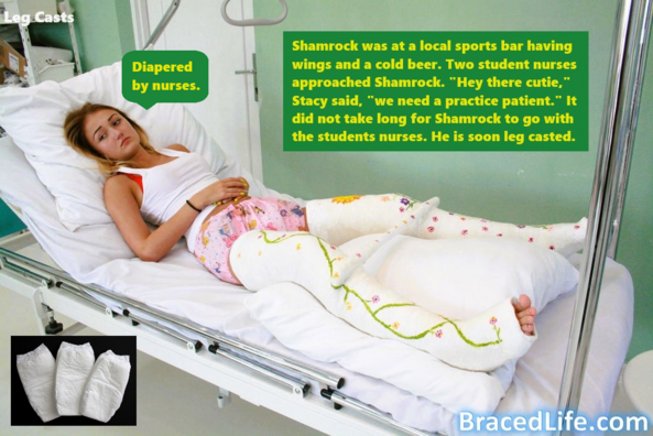 Back Again - Shamrock is back with student nurses as their practice patient., Diaper,Nurse,Casts,Patient, Adult Babies,Feminization,Identity Swap,Sissy Fashion