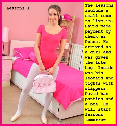 Lessons 1 - 2 - David becomes Donna to take ballet lessons., Leotard,Tights,Panties,Ballet, Feminization,Humiliation,Identity Swap,Sissy Fashion