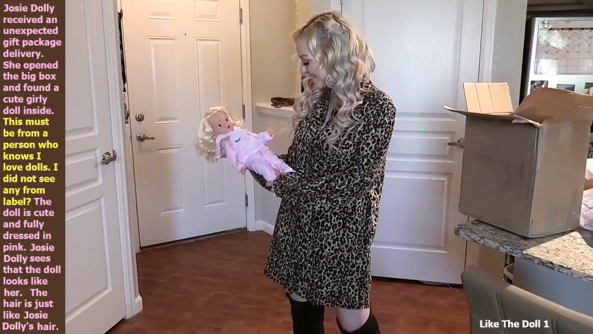 Like The Doll 1 - 5 - Josie Dolly receives an unexpected gift of a doll. The doll has a messy diaper., Gift,Doll,Messy,Diaper,Sissybaby, Adult Babies,Feminization,Identity Swap,Sissy Fashion,Dolled Up