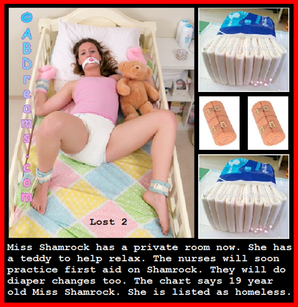 Lost 1 - 2 - Shamrock wanders from his hospital room and gets lost. He is taken to a different room., First Aid,Injection,Diaper,Nurse,Bondage, Adult Babies,Feminization,Humiliation,Diaper Lovers