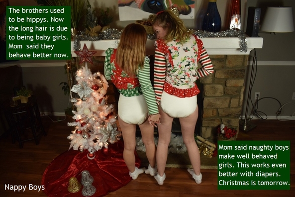 Christmas Cappies - I have created 7 Christmas cappies and added a GIF., Diapers,Presents,Sissybaby,Christmas, Adult Babies,Feminization,Identity Swap,Sissy Fashion