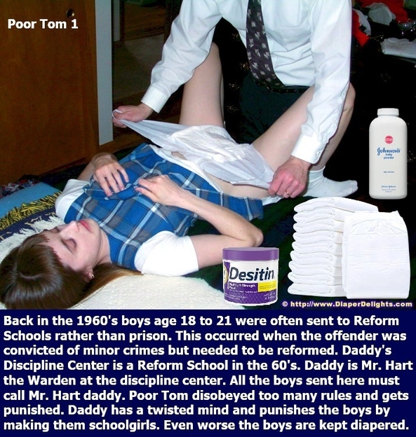 Poor Tom 1 - 5 - Daddy's Discipline Center is a reform school for boys in the 1960's. Tom broke 5 rules and is punished., Reform School,Discipline Center,Punished,Sissybaby,Schoolgirl, Adult Babies,Feminization,Identity Swap,Sissy Fashion,Spankings