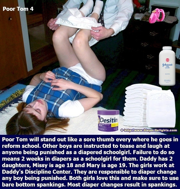 Poor Tom 1 - 5 - Daddy's Discipline Center is a reform school for boys in the 1960's. Tom broke 5 rules and is punished., Reform School,Discipline Center,Punished,Sissybaby,Schoolgirl, Adult Babies,Feminization,Identity Swap,Sissy Fashion,Spankings
