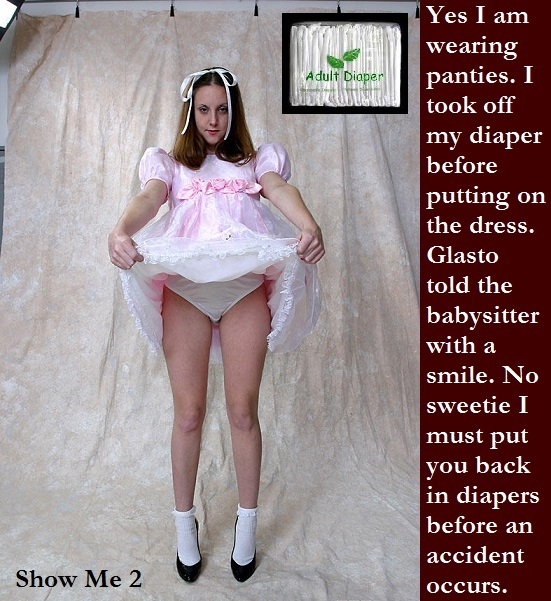 Diapered Sissy 3 - More captions about site members wearing dresses and diapers., Diaper,Panty,Sissy,Sissybaby, Adult Babies,Feminization,Identity Swap,Sissy Fashion
