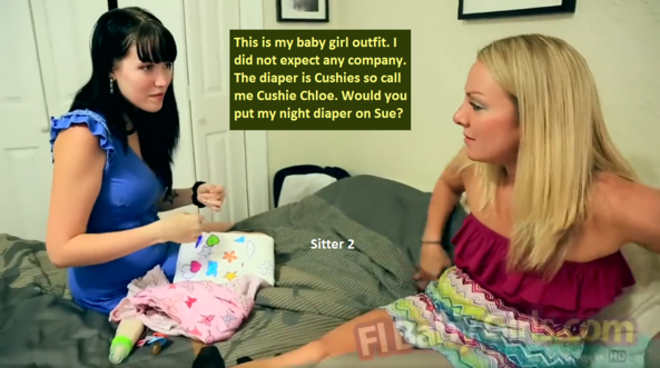Sitter 1 - 6 - Cushie Chloe goes to diaper up and finds a babysitter in her bedroom., Babysitter,Cushies,Diaper,Submissive, Adult Babies,Feminization,Identity Swap,Sissy Fashion