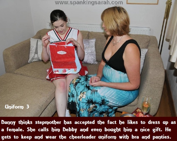 Uniform 1 - 6 - Stepmother buys a gift for her sissy stepson. Danny is named Debby!, Cheerleader,Sissy,Crossdress,Dominate, Feminization,Identity Swap,Sissy Fashion,Spankings