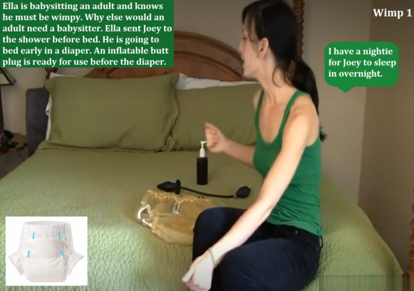Wimp 1 - 2 - You never know what your babysitter will do. She may have plans for you!, Locking,Sissybaby,Nappy,Butt Plug, Adult Babies,Feminization,Identity Swap,Sissy Fashion
