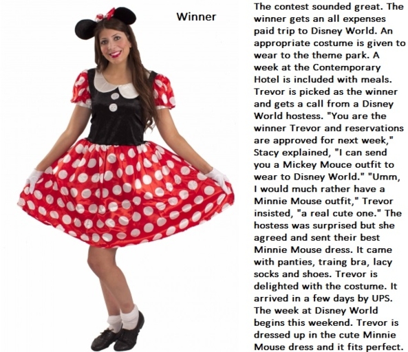Winner - Trevor wins a contest and goes to Disney World as Minnie Mouse., Disney World,Minnie Mouse,Sissy, Identity Swap,Sissy Fashion,Feminization