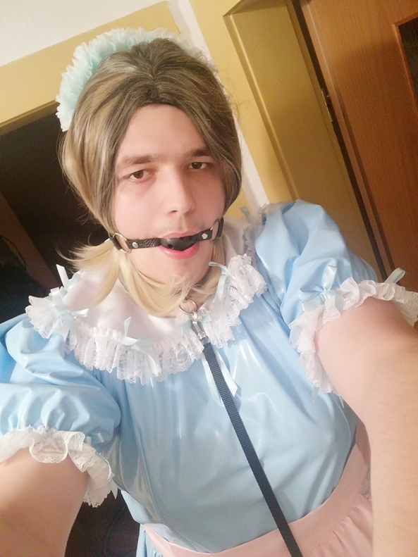 Sissy prepared for work - Really don't know what to type in here at the moment., Sissy,Maid,Slave,Bondage,Collar,gag, Dolled Up,Bondage,Sissy Fashion,Feminization
