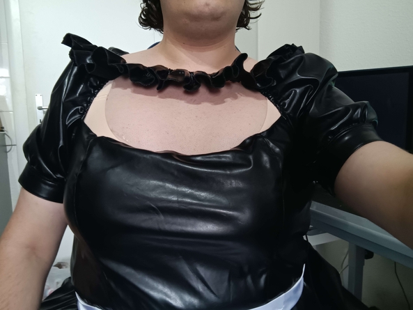 My new maid dress arrived - Ready to serve in my new dress., Sissy,Maid,French Maid,High Heels,Crossdresser,Transgender, Dolled Up,Breast Implants,Sissy Fashion,Feminization