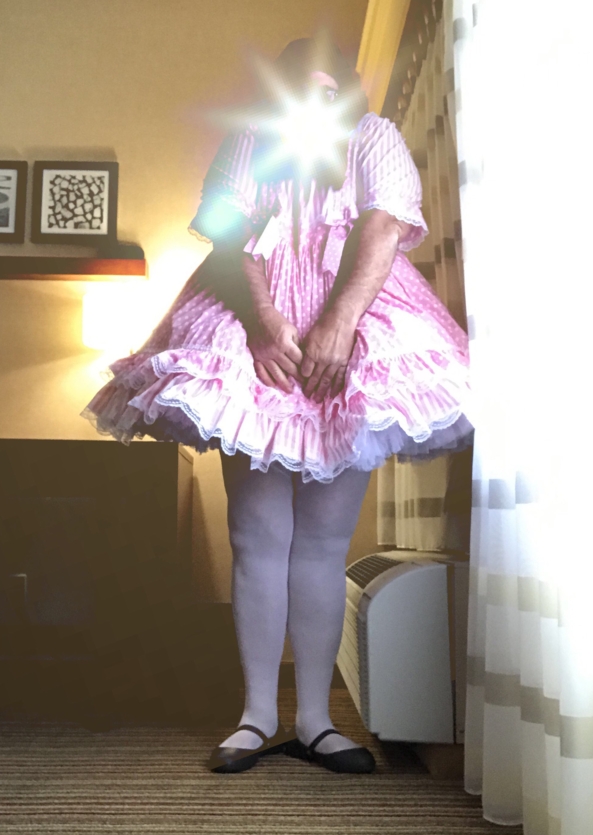 Polka dots and stripes in pink! - New dress piccies!, Prettyinpink,photoshop,whitetights , Sissy Fashion