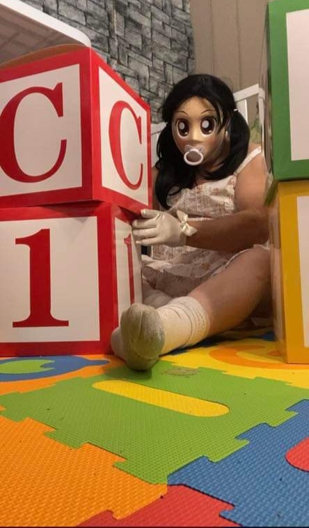 Baby Doll playing  - Baby Doll plays with her blocks, Adult Baby Doll, Adult Babies,Diaper Lovers