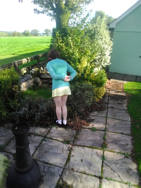 A day playing in the garden -  Having lots of fun :), Harriet,knickers,upskirt,panties,play,garden, Feminization,Dolled Up,Sissy Fashion