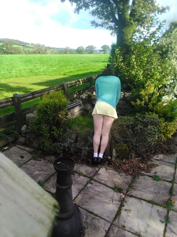 A day playing in the garden -  Having lots of fun :), Harriet,knickers,upskirt,panties,play,garden, Feminization,Dolled Up,Sissy Fashion