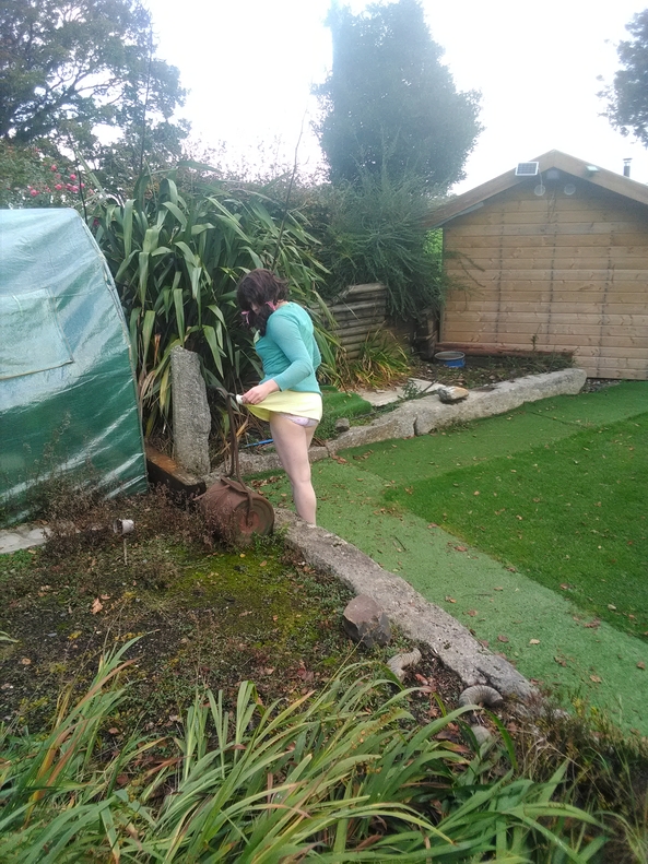 A day playing in the garden -  Having lots of fun :), Harriet,knickers,upskirt,panties,play,garden, Feminization,Dolled Up,Sissy Fashion