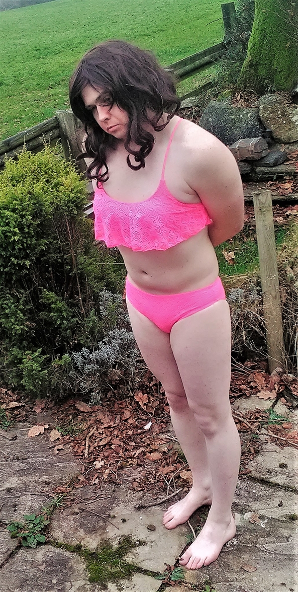 Bikini weather......almost - just modelling one of my swimsuits for you all :), Harriet,swimsuit,bikini,sissy, Dolled Up,Feminization,Sissy Fashion