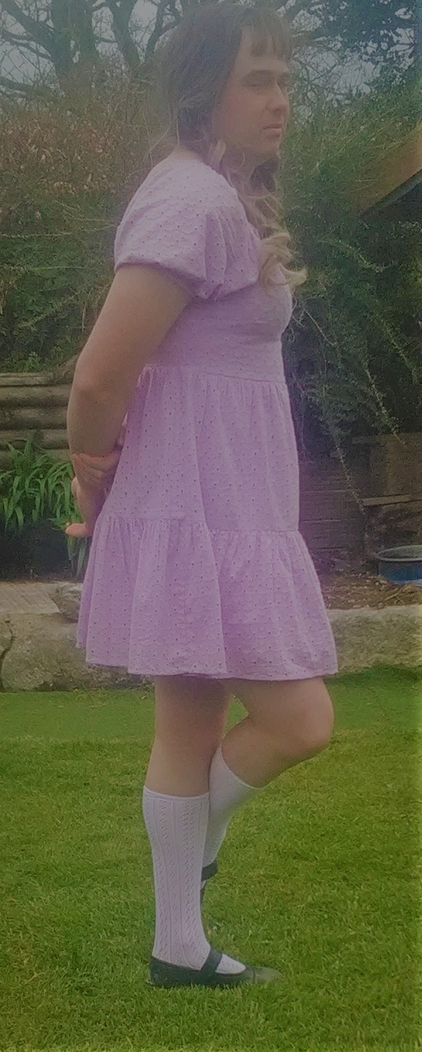 Easter dress - enjoying my new easter dress, dress,upskirt,sissy,crossdresser,crossdressing,harriet,knickers,panties,handstand, Sissy Fashion,Feminization