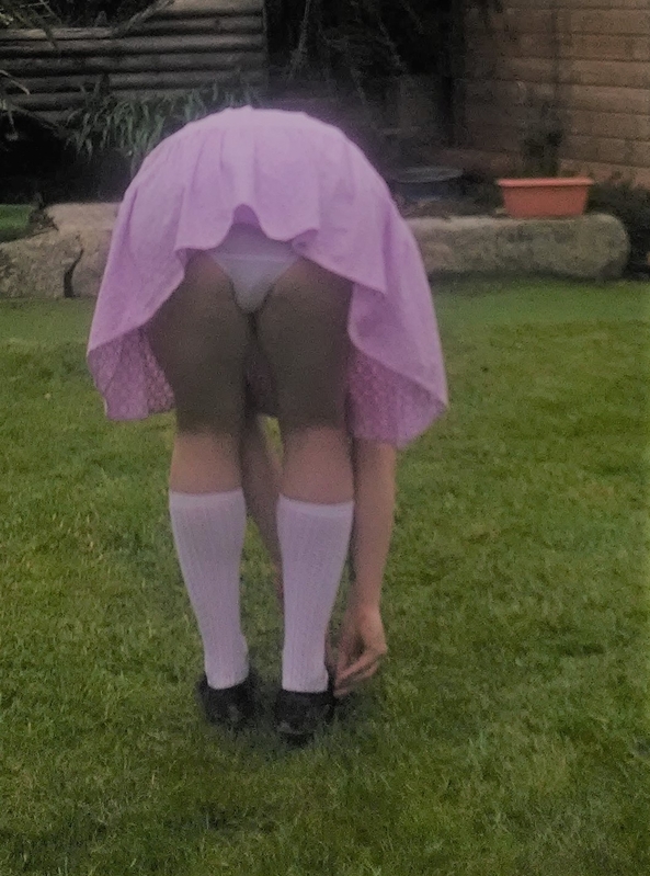 Easter dress - enjoying my new easter dress, dress,upskirt,sissy,crossdresser,crossdressing,harriet,knickers,panties,handstand, Sissy Fashion,Feminization