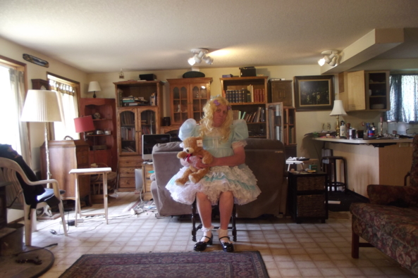 Feeling Blue - me and Teddy, sissy,dress-up, Feminization,Dolled Up,Holiday
