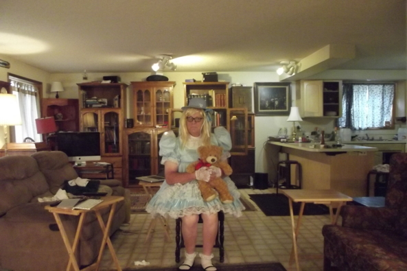 my baby blue party dress - Teddy says it makes me look boyish, does it?, sissy,blue,, Feminization,Adult Babies,Holiday