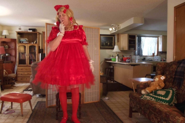 Better Red then.... - my more adult red A-line dress, sissy,crossdress,, Feminization,Sissy Fashion,Dolled Up